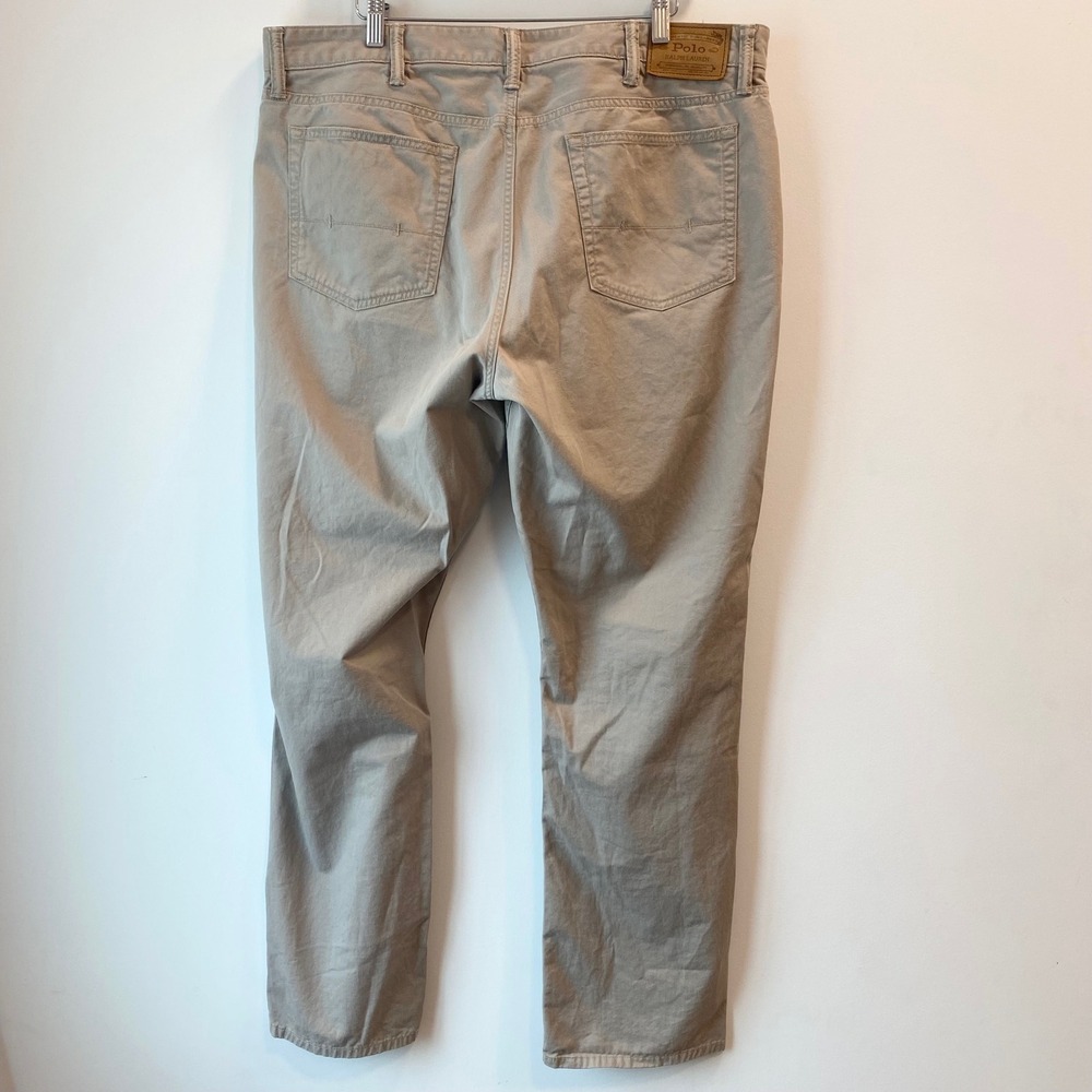 Polo Ralph Lauren Pants Mens 38x32 Tan Varick Slim Straight Khaki Chino Dungaree - Picture 3 of 16